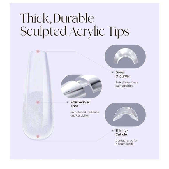 Five Angeles Tipex Instant Apex Sculpted Nail Tips 128pcs Pre-Etched - Picture 3 of 4